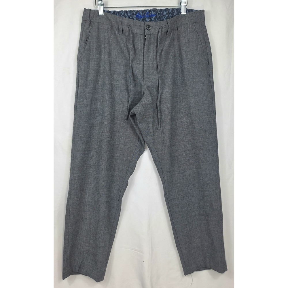 Robert Graham Mens Grey‎ Drawstring Trousers Elastic Waist Pants Size 36